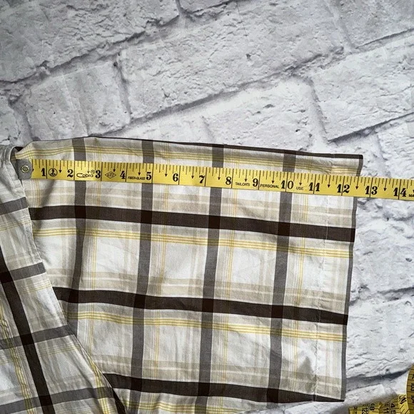 Southpole Men's Shirt Button Down Short Sleeve Plaid Taupe Brown Yellow XXL - Picture 6 of 7
